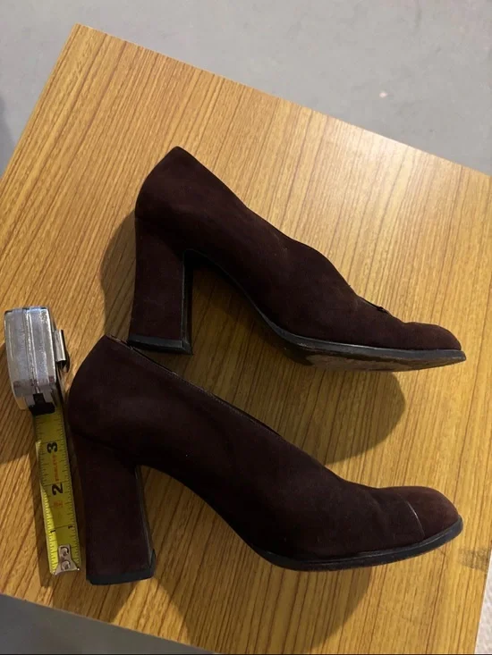 Yves Saint Laurent Deep Brown Suede Heels - Picture 4 of 6